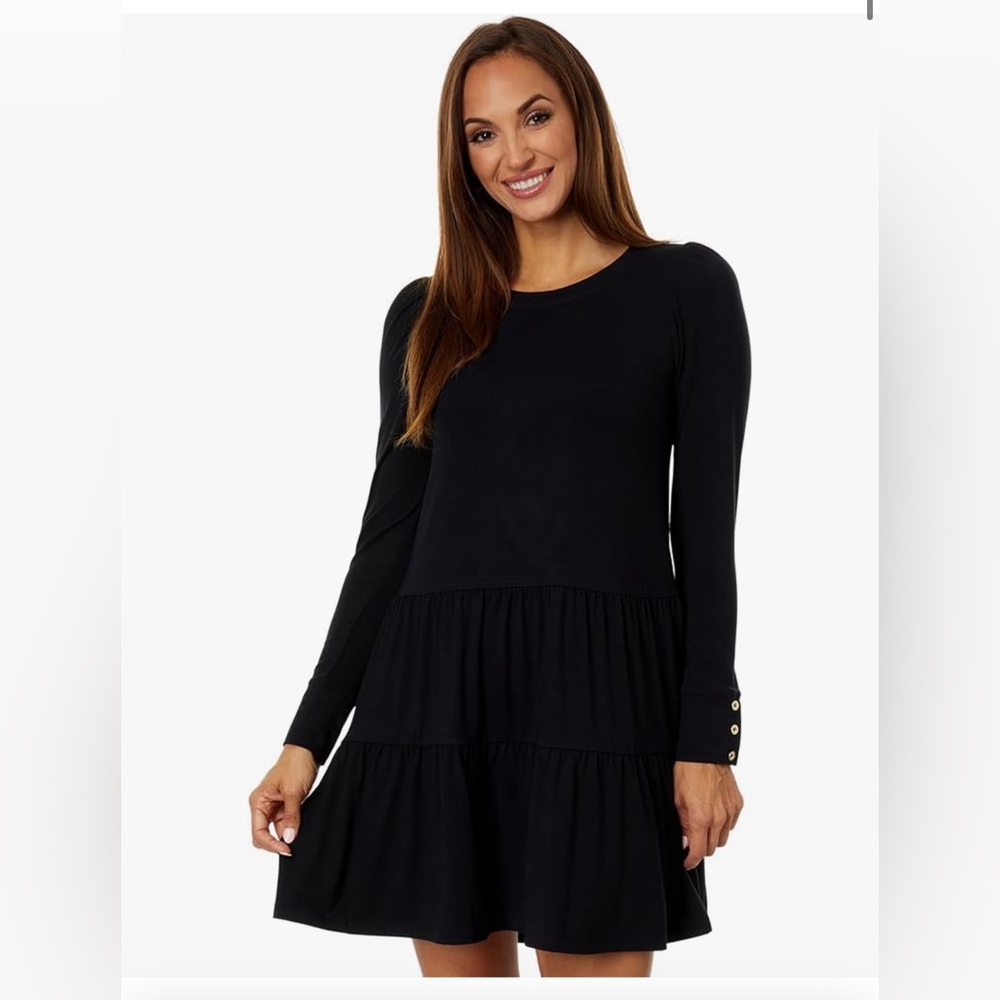Lilly Pulitzer Black Onyx Arlette Cozy Knit Swiss Dot Mini Dress